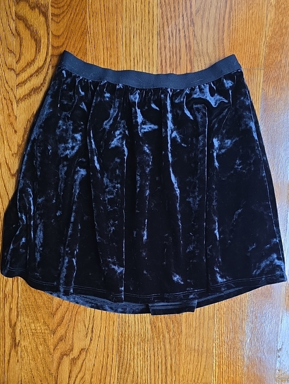 Place Girls L 10-12 Black Crushed Velvet Flared Skirt